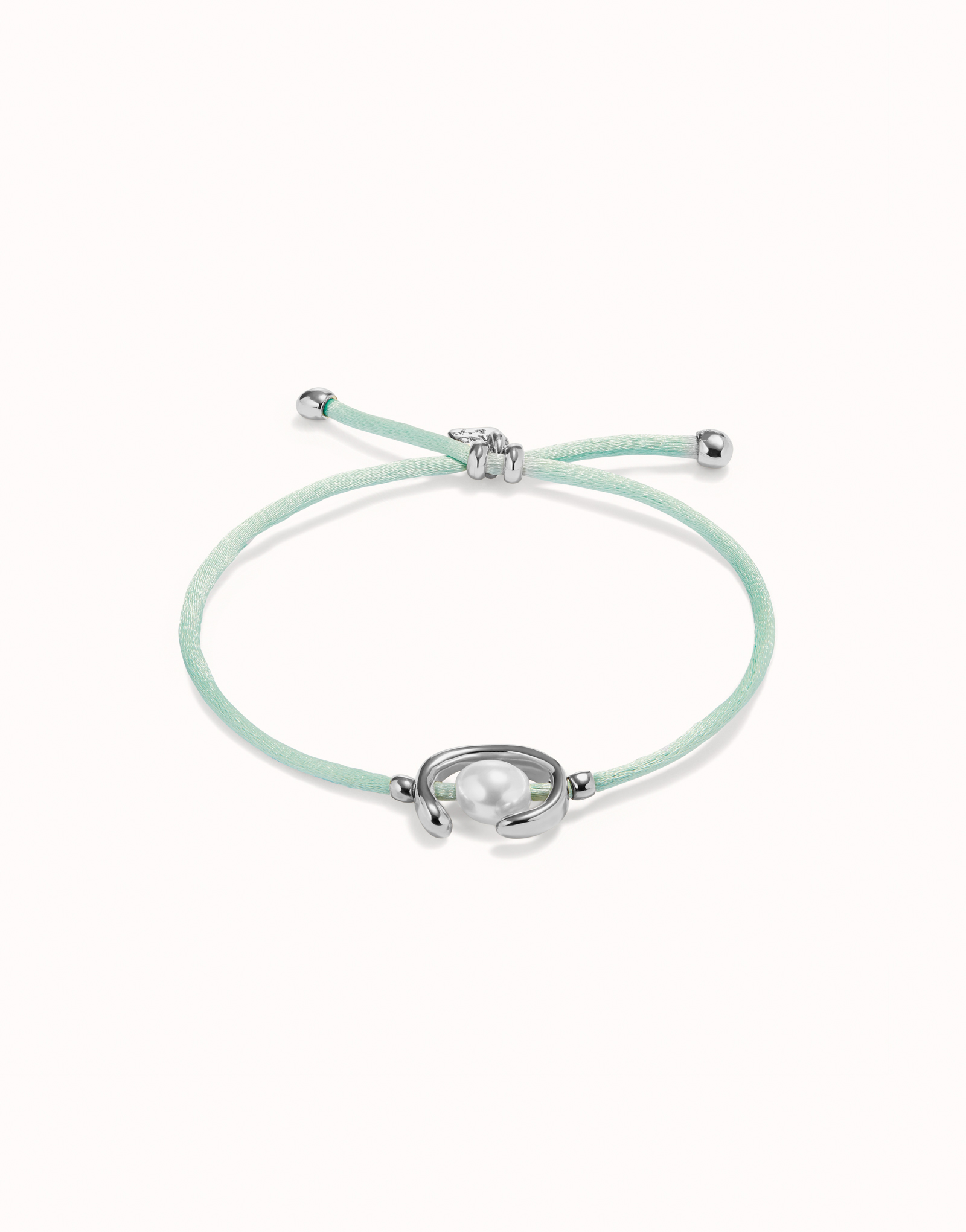 Sterling silver-plated blue green thread bracelet with shell pearl accessory., Silver, large image number null